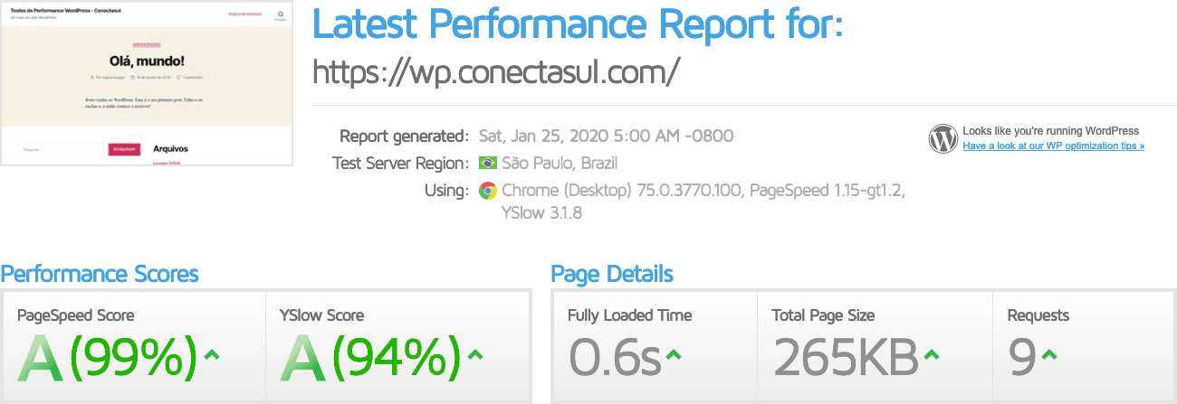 Teste GTMetrix – 01 - LiteSpeed Cache