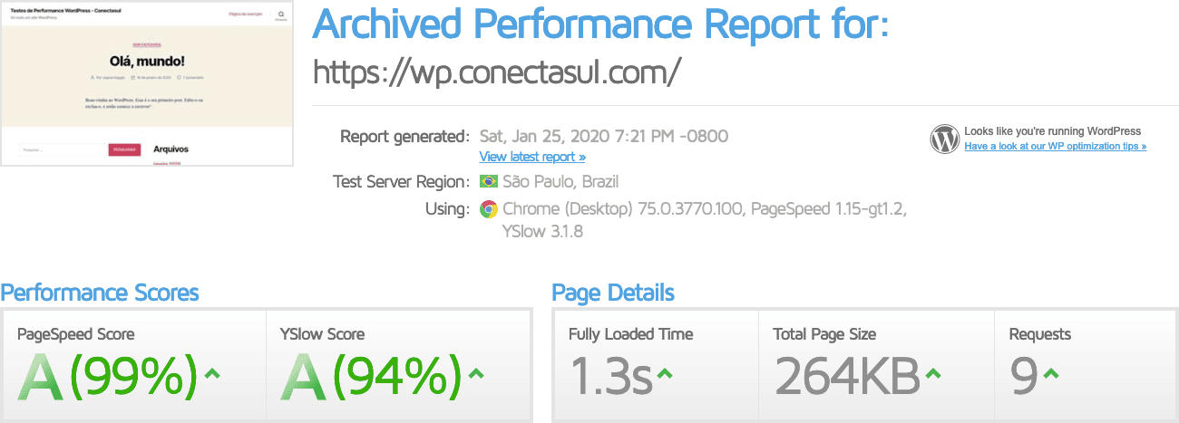 Teste GTMetrix – 01 - W3 Total Cache
